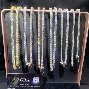 Κλασικό ασημένιο κολιέ τένις S925 με moissanite σε τρία χρώματα και πιστοποιητικό GRA