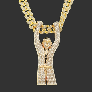 Iced Out Μενταγιόν Άνθρωπος που Ζητωκραυγάζει Κολιέ Κράμα Στρας Κουβανέζικη Αλυσίδα Hip Hop Κοσμήματα για Άνδρες Γυναίκες