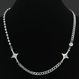 Ins Style Splicing Star Necklace For Women Titanium Steel Punk Cuban Chain Choker Minimalist Silver Color Hip Hop Jewelry