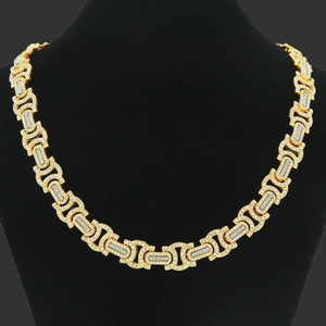 Collier Hip Hop Homme Maillons Cubains Alliage Strass Iced Out Bijoux Cadeau