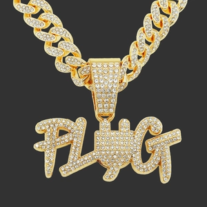 Hip Hop Lega Strass Ciondolo Lettera Collana per Uomo Iced Out Alfabeto Maglia Cubana Catena Oro Argento Gioielli Streetwear