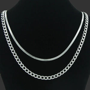 Double Layer Titanium Steel Necklace For Men Women Silver Color Cuban Snake Chain Set Punk Hip Hop Ins Jewelry Gift