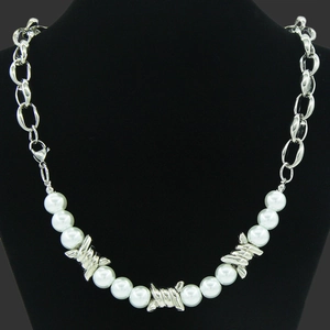 Titanium Steel Glass Artificial Pearl Splicing Necklace Barbed Wire Design Punk Style Streetwear Unisex Jewelry For Men Women