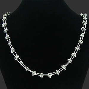 Titanium Steel Rope Knot Cuban Chain Necklace Minimalist Industrial Punk Style Geometric Jewelry For Women Silver Tone