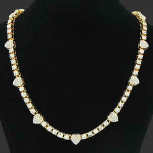 Hip Hop Iced Out Herzform Panzerkette Halskette Für Herren Damen Gold Silber Legierung Strass Luxus Party Schmuck