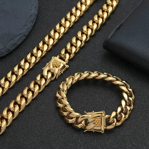 Hip-Hop Edelstahl Panzerkette Schmuckset Für Herren Damen Gold Silber Farbe Halskette Armband Klobiger Schmuck