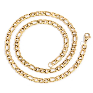 Collier chaîne Figaro en acier inoxydable doré pour homme avec fermoir mousqueton solide