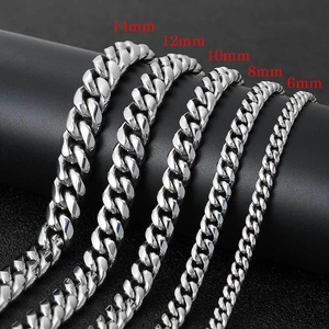 Chaînes à maillons cubains en acier inoxydable pour hommes de 6mm à 14mm de large