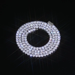 Sparkling multi-row silver tennis necklace with round-cut zircons and secure clasp
