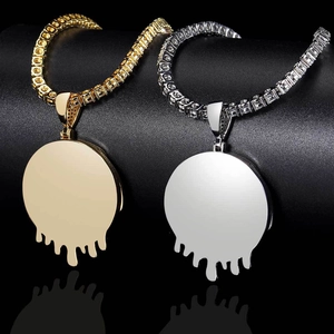 Ensemble de pendentifs hip hop avec chaînes tennis en zircon doré et argenté poli