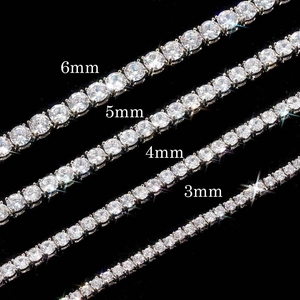 Collier chaîne tennis hip hop avec zircons en largeurs 3mm, 4mm, 5mm et 6mm