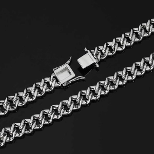 Collier chaîne cubaine de 9mm en argent poli avec fermoir à boîte sécurisé pour hommes et femmes