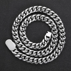Collier à Mailles Cubaines en Acier Inoxydable Hip Hop Tons Or Argent Bijoux en Métal Lourd pour Hommes Femmes Punk