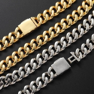 15mm heavy Cuban link chains in gold and silver finish with high-polish mirror surface