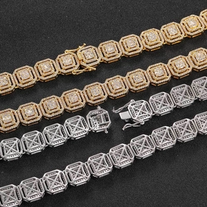 Iced out 13mm cuban link chain necklaces with zircon in gold and silver plating