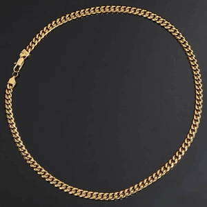 Poliertes vergoldetes Edelstahl-Cuban-Link-Kettenhalsband mit sicherem Karabiner