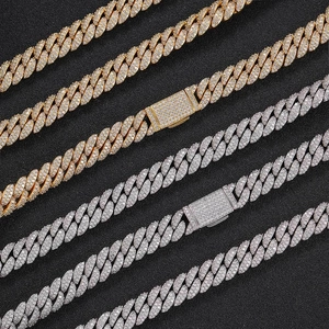 Hip Hop Men Cuban Link Necklace And Bracelet Copper Iced Out Pave Zirconia Real Gold Plated Chain Jewelry Accessory
