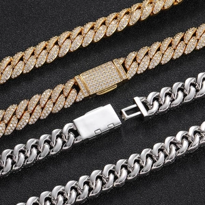 10mm Hip Hop Cuban Link Necklace in gold and silver finish with double row zircon stones