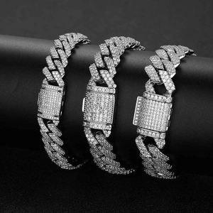 Hip Hop Iced Out Cuban Link Armband Koper Zirkonia Ruit Bakslot Voor Mannen Vrouwen Goud Zilveren Sieraden Cadeau