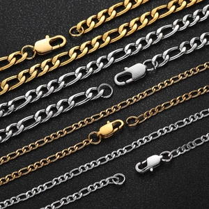 Herren Halsketten Set aus 18K Gold und Silber Edelstahl Figaro und Panzerkette