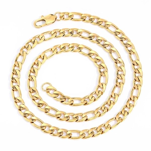 Poliertes 18K vergoldetes Edelstahl Figaro Kettenhalsband mit einem Karabinerverschluss