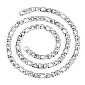 Detailansicht der silbernen Figaro-Kette aus Edelstahl mit robustem Karabinerverschluss