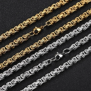 Stainless Steel Byzantine Chain Necklace And Bracelet Men Hip Hop Jewelry Gold Silver Tone Punk Chunky Link Chain Jewelry