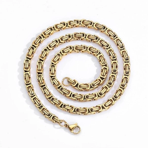 Polished 18K gold stainless steel 4mm Byzantine chain necklace with lobster clasp