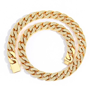 Κολιέ Cuban link 12mm από χρυσό ανοξείδωτο ατσάλι με ζιργκόν και CNC pavé σχεδιασμό