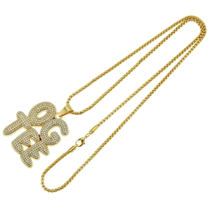 Collier hip hop doré pour homme avec pendentif Zhongyi glacé et strass étincelants