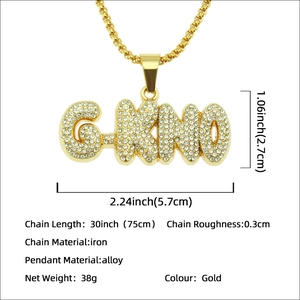 Herren Hip-Hop G-KNO Buchstaben Anhänger Goldene Halskette mit 75cm Kettenlänge