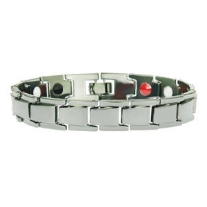 Hip-Hop-Magnettherapie-Armband für Damen und Herren in Gunmetal-Finish mit Energiesteinen