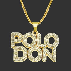 Hip Hop Iced Out Letter Pendant Necklace Gold Plated Zinc Alloy Rhinestone Inlaid Box Chain Street Style Men Jewelry