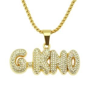 Hip Hop Legierung Strass Eingelegt Buchstabe G-KNO Anhänger Halskette Für Herren Streetstyle Gold Farbe Boxkette Modeschmuck