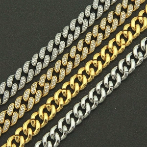 Colliers à maillons cubains style hip hop en or et argent avec accents de diamants
