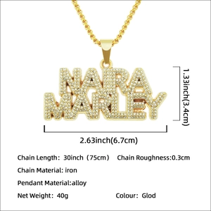 Iced out Naira Marley letter pendant necklace with gold finish for hip hop men fashion
