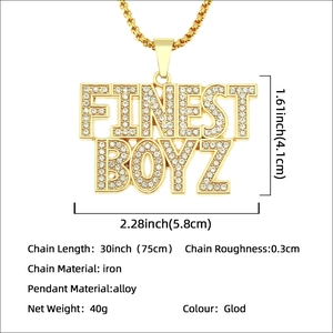 Hip-Hop-Halskette in Gold mit glitzerndem FINEST BOYZ Buchstaben-Anhänger