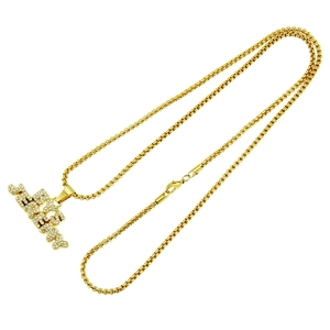 Hiphop gold plated Jesus letter pendant necklace with sparkling rhinestones for men