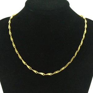 Hip Hop Gold Plated Zinc Alloy Twisted Link Necklace Bracelet Set Minimalist Bamboo Joint Jewelry For Men Women Nightclub Party Accessory