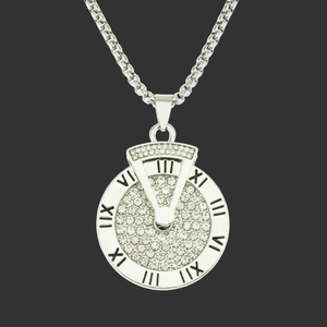 Collier à Pendentif Rotatif Rétro Punk en Alliage Incrusté de Strass Chaîne de Boîte en Acier Inoxydable Bijoux Homme Femme