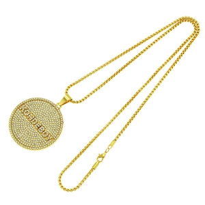 Collana hip hop placcata in oro con ciondolo HOMEBOY ghiacciato in strass