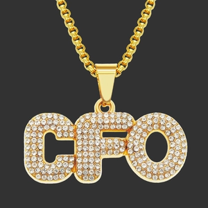 Hip Hop Men Gold Plated CFO Letter Pendant Necklace Iced Out Rhinestone Square Box Chain Streetwear Jewelry Necklace