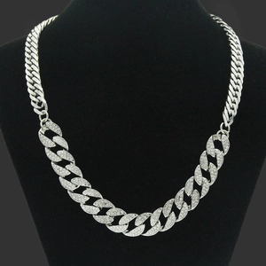Hip Hop Herren Panzerkette Silber Edelstahl Legierung Strass Iced Out Kette Choker Schmuck Party Geschenk