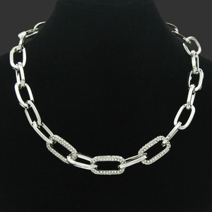 Collier à Maillons Cubains Épais pour Femmes en Alliage Incrusté de Strass Style Hip Hop Punk Chaîne Épaisse Bijoux Streetwear