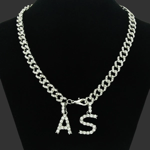 Collana Cuban Link Iced Out Hip Hop Con Ciondolo Alfabeto A S Catena In Lega Con Strass Streetwear Per Uomo Donna Gioielli