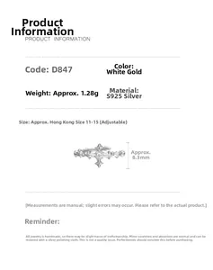 Detailed S925 silver cross star ring specifications with 8.3mm width and 1.28g weight