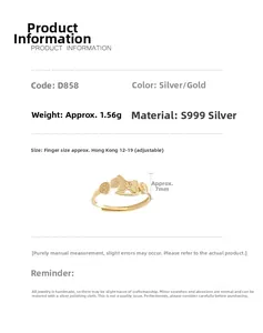 Detail view of S999 sterling silver adjustable ring with rocking horse and coin design