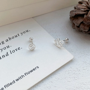 Boucles d'oreilles cheval et pièce en argent S999 avec fermoirs à bille vissés