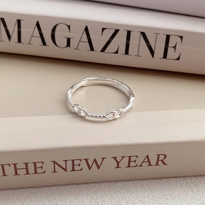 Anello Aperto in Argento Puro 999 Con Nodo a Corda Intrecciata Minimalista Regolabile Gioielli per Donna Moda Pendolare Lusso Leggero