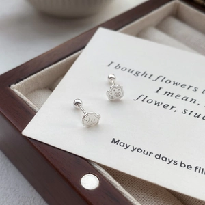 Minimalist S999 silver cat paw and fish mismatched stud earrings with secure screw backs